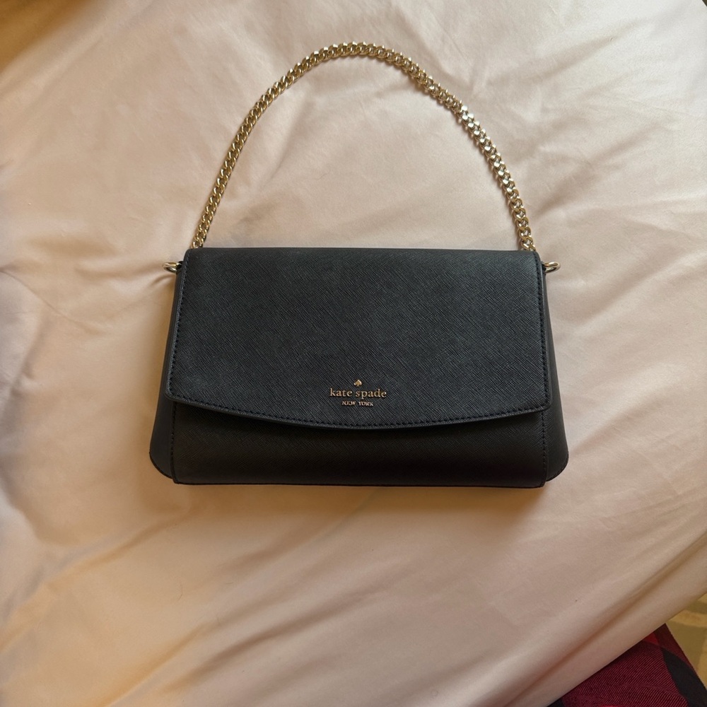 Kate Spade Black Shoulder Bag with Gold Chain Strap